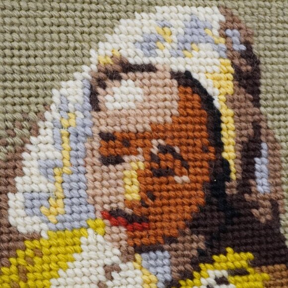 Vintage Needle Point of Johannes Vermeer "Milkmaid" Painting Framed Textile Art - Picture 2 of 15